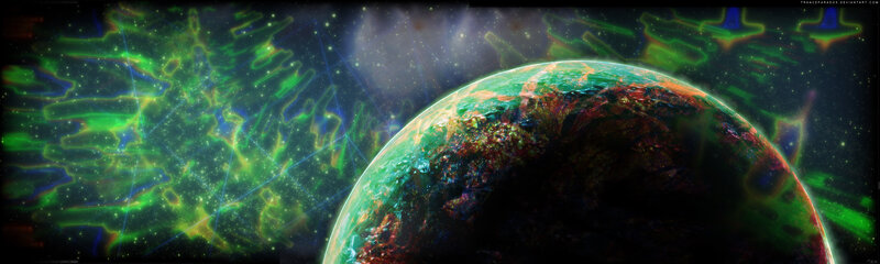 alien planet in nebula
