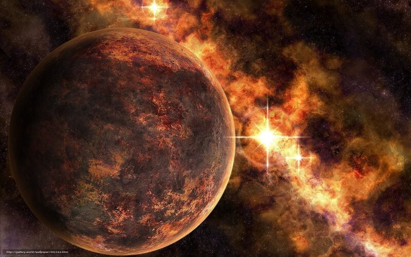 alien planet in nebula