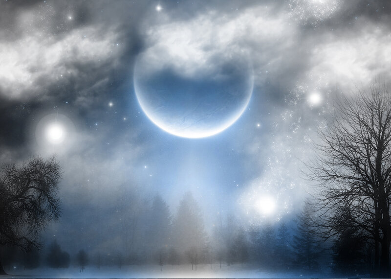 Alien Planet in Night Sky