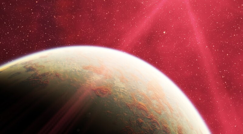 alien planet in red space