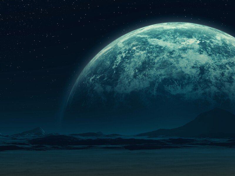 Alien Planet in Sky — Blue