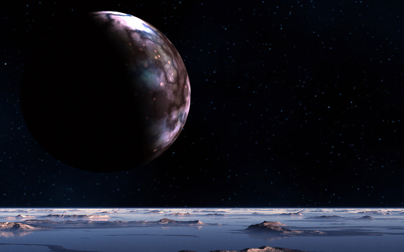 Alien Planet in Space — Black, Serene, Night