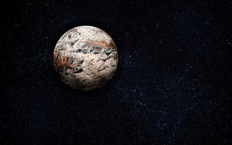 Alien Planet in Space — Black, Serene
