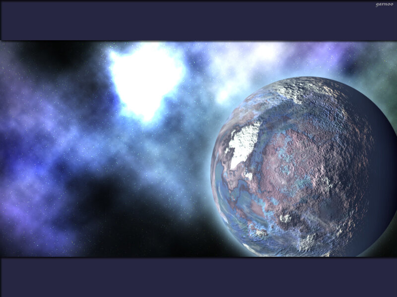 Alien Planet in Space — Blue, Dramatic, Digital Art, Star
