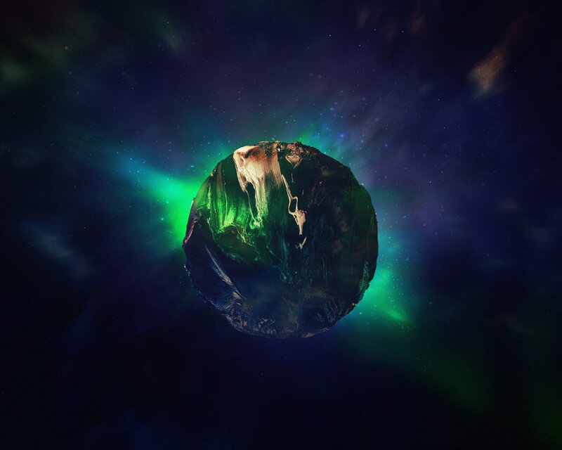 Alien Planet in Space — Green, Dramatic