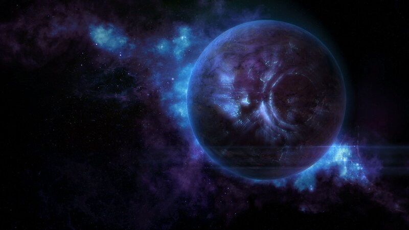 Alien Planet in Space — Purple, Dramatic, Digital Art