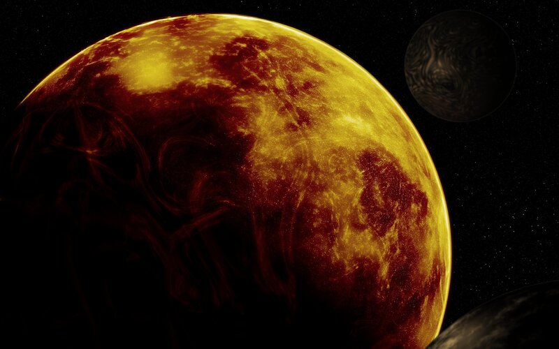 Alien Planet in Space — Yellow, Dramatic