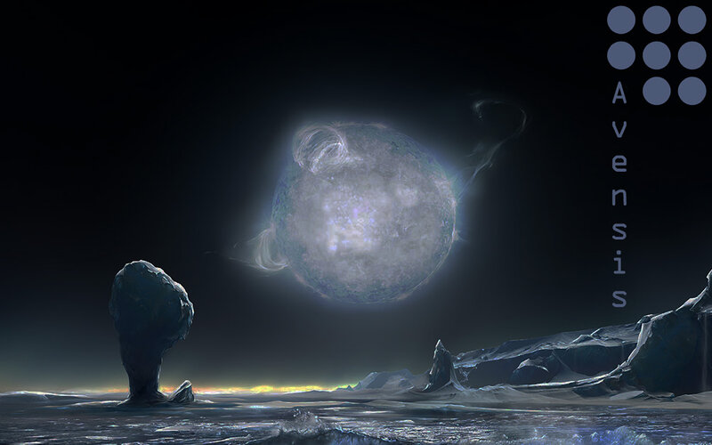 Alien Planet Landscape — Black, Dramatic, Night, Digital Art, Rock Formation