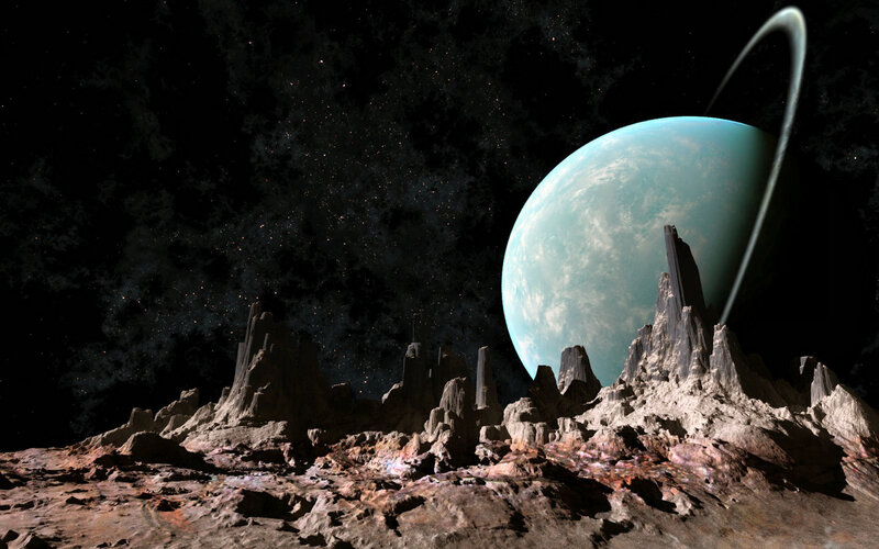 Alien Planet Landscape — Black, Dramatic, Night, Digital Art