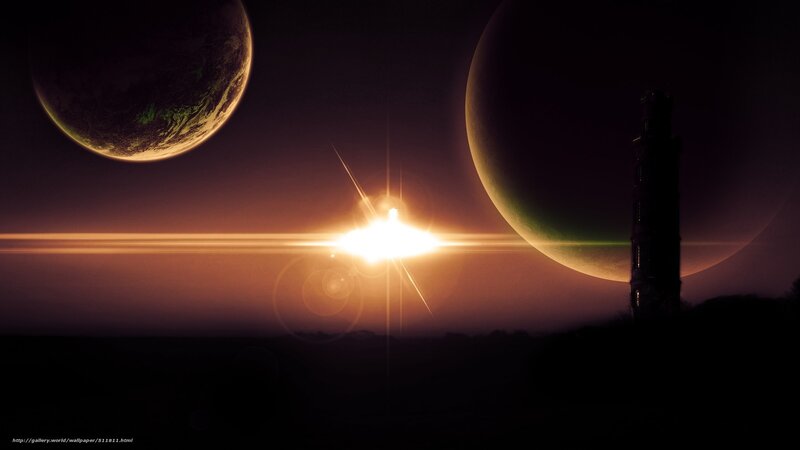 Alien Planet Landscape — Black, Dramatic, Sunset, Digital Art