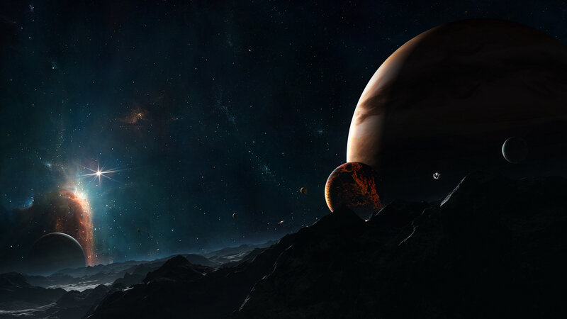 Alien Planet Landscape — Black, Dramatic