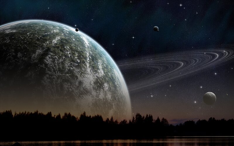 Alien Planet Landscape — Black