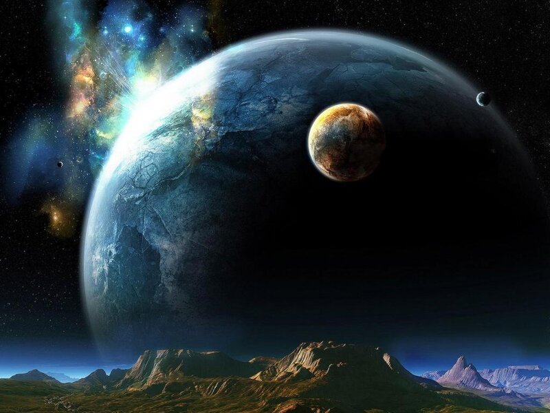 Alien Planet Landscape — Blue, Brown