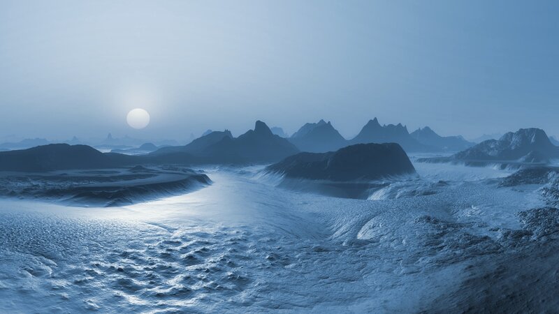Alien Planet Landscape — Blue, Desolate