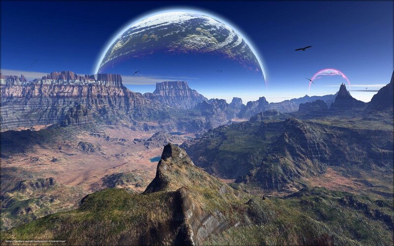 Alien Planet Landscape — Blue, Dramatic, Afternoon