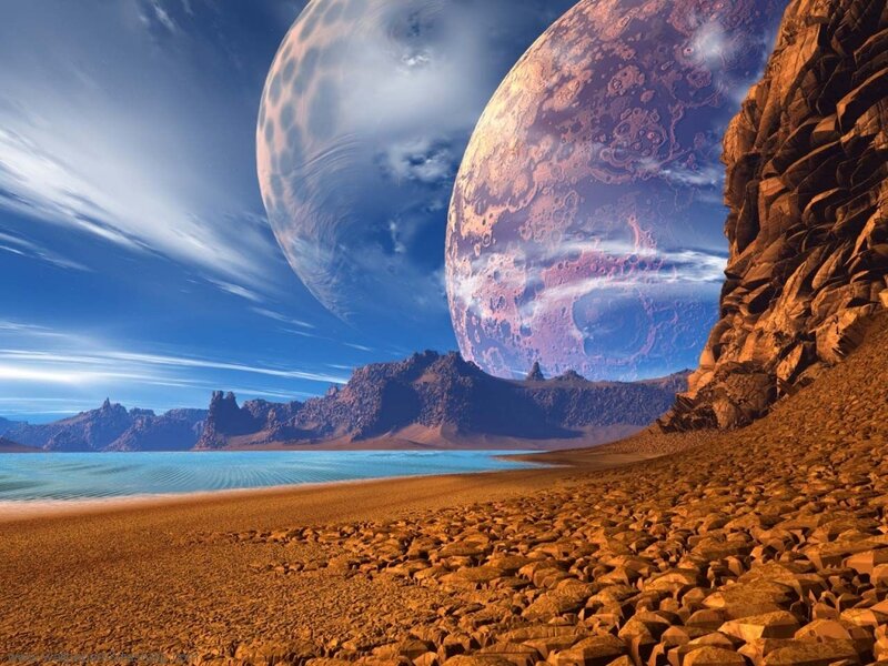Alien Planet Landscape — Blue, Dramatic, Day