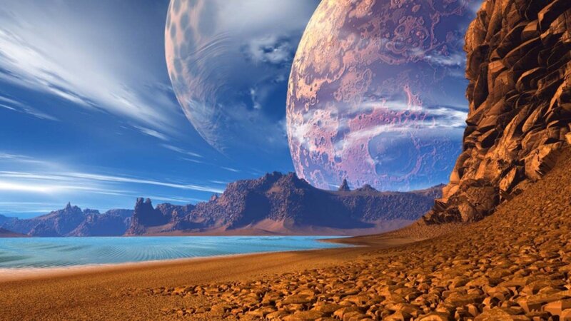 Alien Planet Landscape — Blue, Dramatic, Daytime