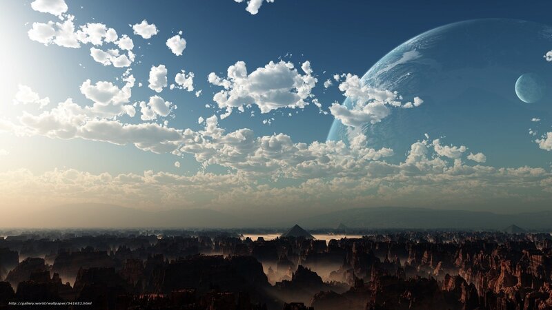 Alien Planet Landscape — Blue, Dramatic, Morning, Digital Art