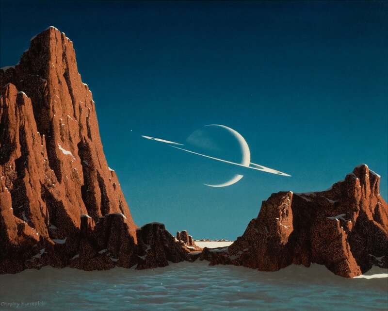 Alien Planet Landscape — Blue, Dramatic, Night, Painting