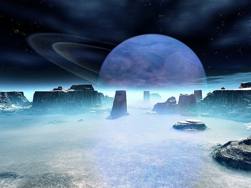 Alien Planet Landscape — Blue, Dramatic
