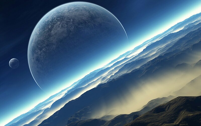 Alien Planet Landscape — Blue, Moon