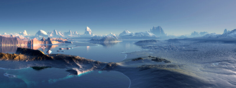 Alien Planet Landscape — Blue, Serene, 3d Render, Mountains