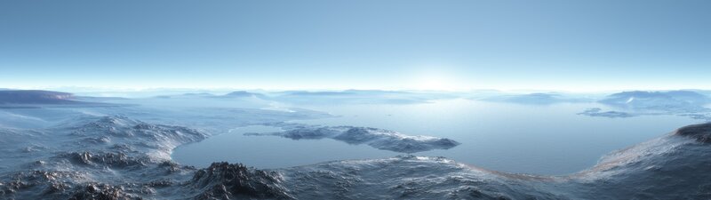 Alien Planet Landscape — Blue, Serene, 3d Render, Ocean