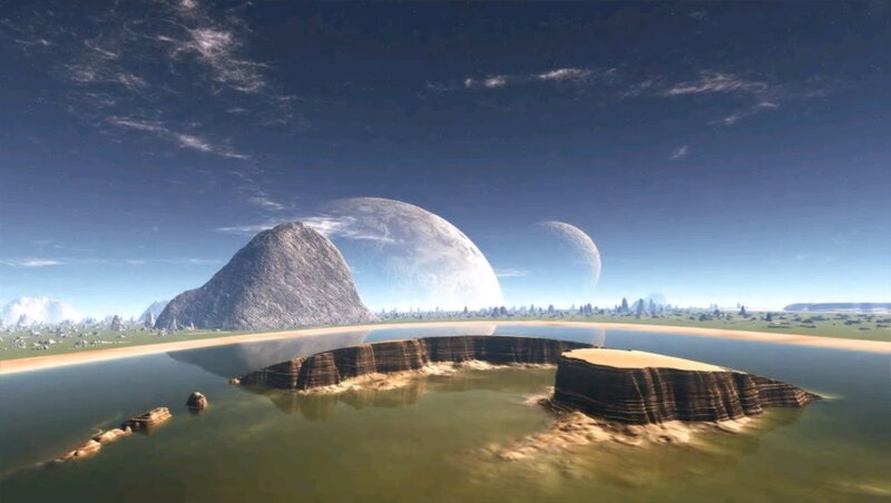 Alien Planet Landscape — Blue, Serene, Daytime, 3d Render