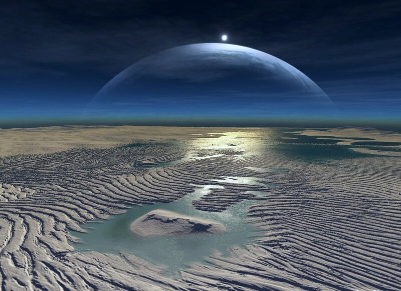 Alien Planet Landscape — Blue, Serene, Night, 3d Render, Moon, River
