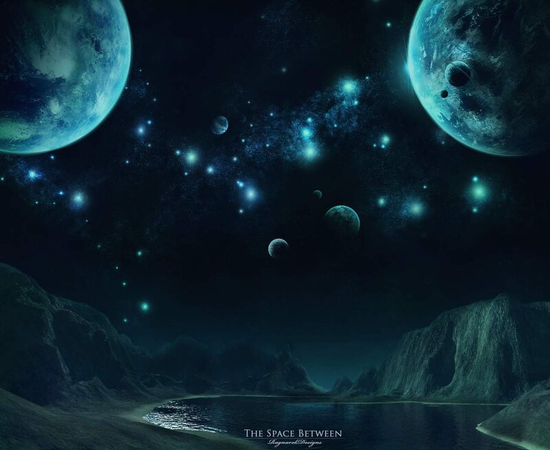 Alien Planet Landscape — Blue, Serene, Night, Digital Art, Planets