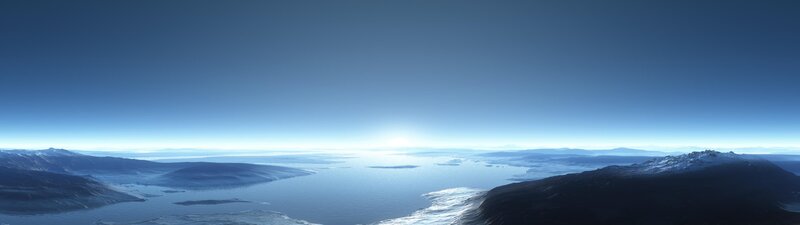Alien Planet Landscape — Blue, Serene, Sunrise, 3d Render