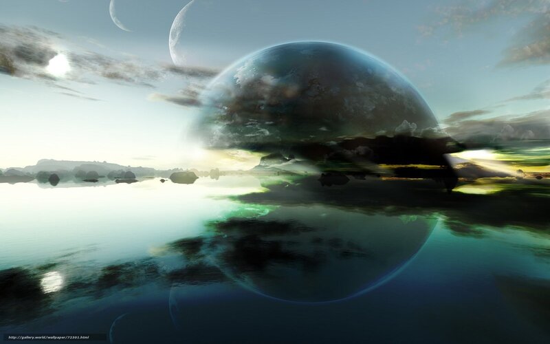 Alien Planet Landscape — Blue, Serene, Sunset