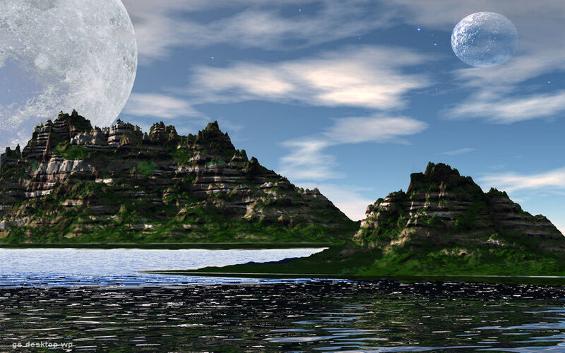 Alien Planet Landscape — Blue, Serene
