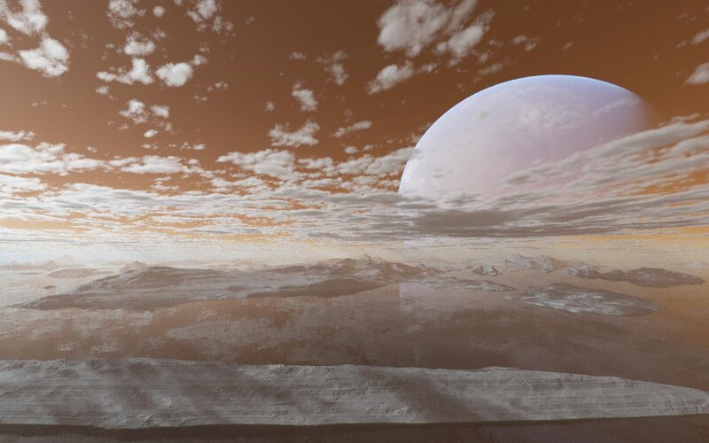 Alien Planet Landscape — Brown, Dramatic, Sunset, 3d Render, Clouds