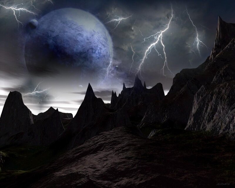 Alien Planet Landscape — Dark Gray