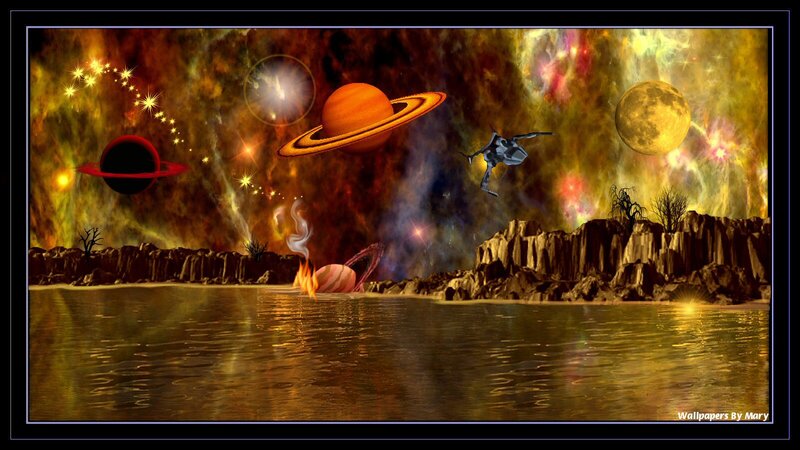 Alien Planet Landscape — Gold