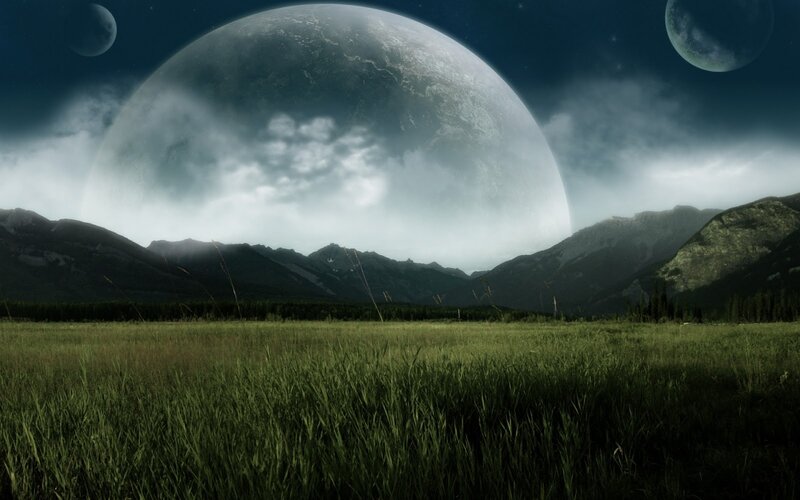 Alien Planet Landscape — Grass Field