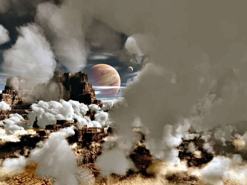 Alien Planet Landscape — Gray