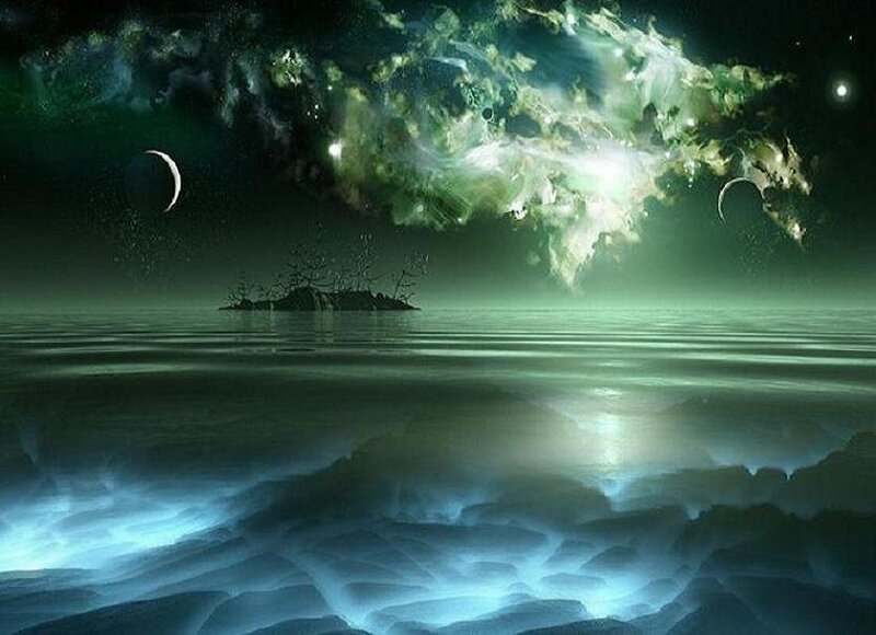 Alien Planet Landscape — Green, Mysterious
