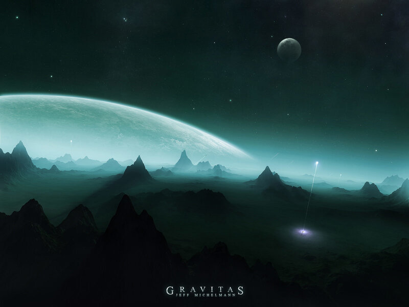 Alien Planet Landscape — Green, Night
