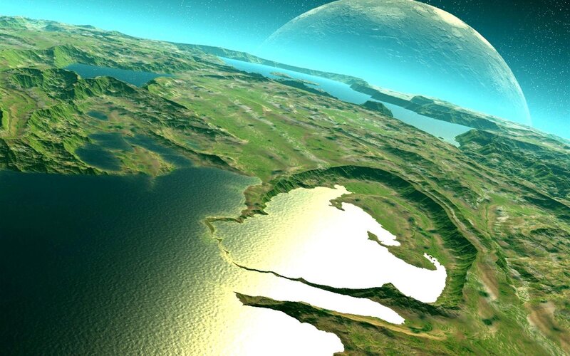 Alien Planet Landscape — Green, Serene, 3d Render