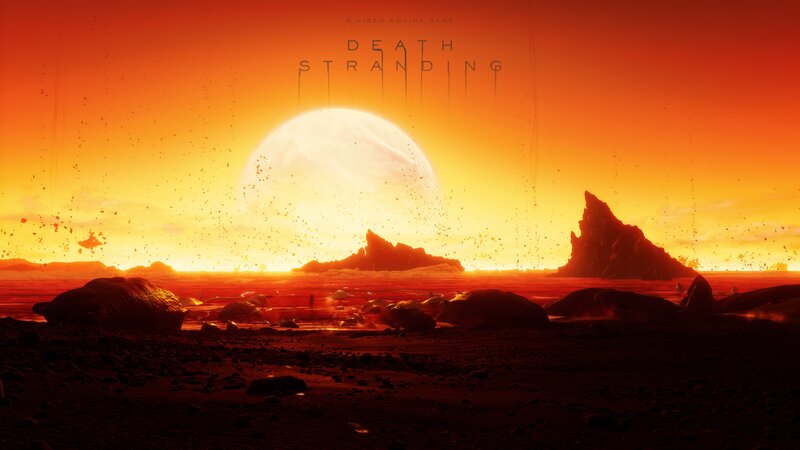 Alien Planet Landscape — Orange, Dramatic, Sunset, Digital Art, Rocks