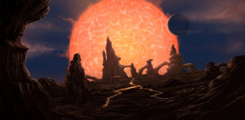 Alien Planet Landscape — Orange, Dramatic
