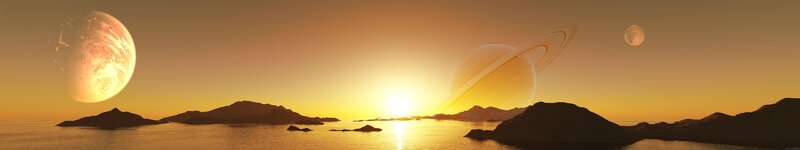 Alien Planet Landscape — Orange, Serene, Sunset, Digital Art, Planets