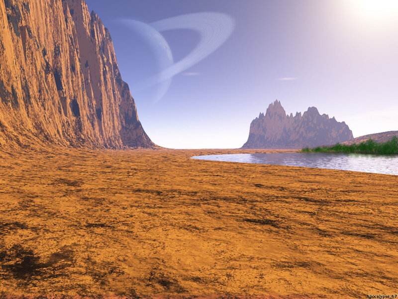 Alien Planet Landscape — Orange, Serene