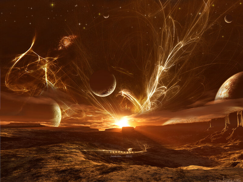Alien Planet Landscape — Orange
