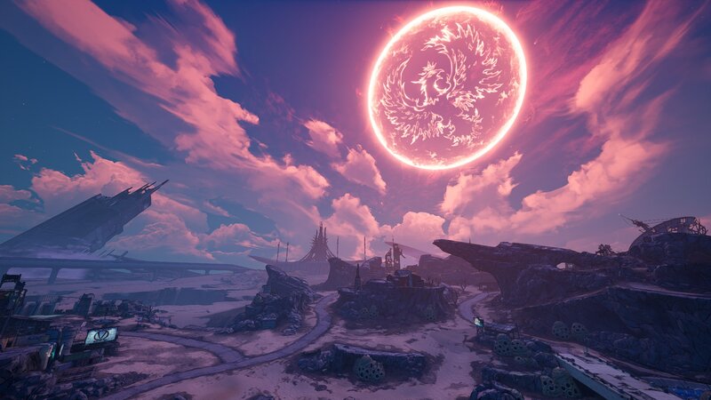 Alien Planet Landscape — Purple, Dramatic, Night, Digital Art, Large Moon