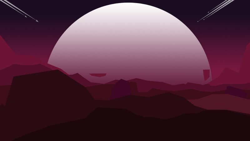 Alien Planet Landscape — Purple, Dramatic, Night, Digital Art, Mountains, Spacecraft