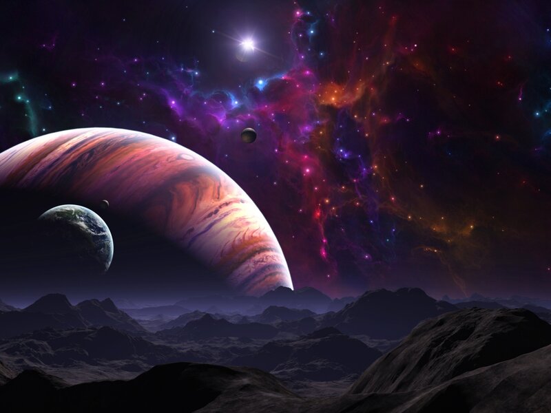 Alien Planet Landscape — Purple, Dramatic, Night, Digital Art, Planets, Nebula