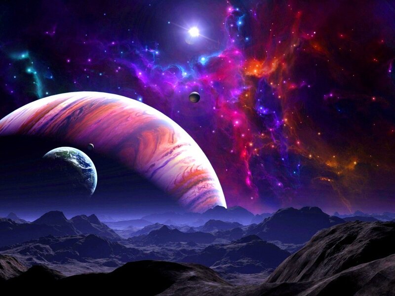 Alien Planet Landscape — Purple, Dramatic, Night, Digital Art, Planets, Stars